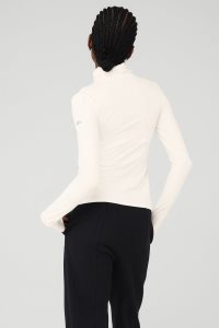 Long Sleeve Alo Yoga Alosoft Refine Turtleneck Damskie Białe | 25760-JLOS