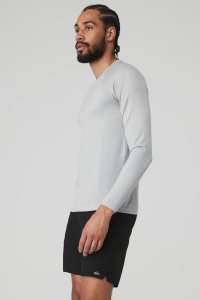 Long Sleeve Alo Yoga Amplify Seamless Męskie Szare | 60843-JWKF