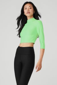 Long Sleeve Alo Yoga Archer Fitted Damskie Mięta Zielone | 49021-GPTY