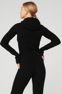 Long Sleeve Alo Yoga Cashmere Żebrowany Zimowe Dream Damskie Czarne | 47256-ATFX