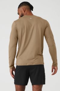 Long Sleeve Alo Yoga Conquer Reform Crewneck Męskie Khaki | 16059-WNQI
