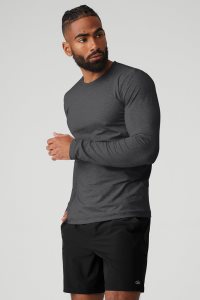 Long Sleeve Alo Yoga Conquer Reform Crewneck Męskie Ciemny Szare | 16089-TUXP