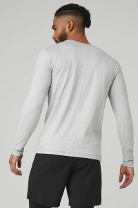 Long Sleeve Alo Yoga Conquer Reform Crewneck Męskie Szare | 23964-GAYE