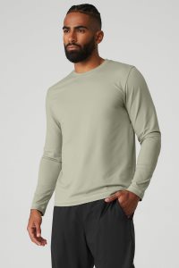 Long Sleeve Alo Yoga Conquer Reform Crewneck Męskie Cytrynowy Zielone | 72346-JXYU