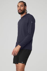 Long Sleeve Alo Yoga Core Runner Męskie Granatowe | 30249-UGFZ
