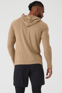 Long Sleeve Alo Yoga Core Runner Męskie Khaki | 56871-YPNF