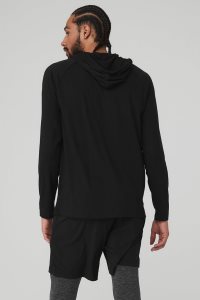 Long Sleeve Alo Yoga Core Runner Męskie Czarne | 93065-JSFO