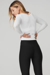 Long Sleeve Alo Yoga Cover Damskie Białe | 87640-XVBM