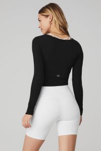Long Sleeve Alo Yoga Cover Damskie Czarne | 51602-IGQW
