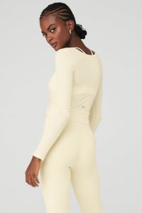 Long Sleeve Alo Yoga Cover Damskie Głęboka Żółte | 48025-NJXT