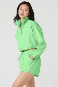 Long Sleeve Alo Yoga Cropped 1/4 Zip Alumni Damskie Mięta Zielone | 67320-RLOX