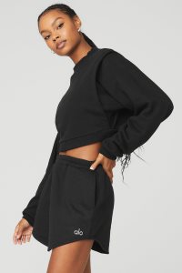 Long Sleeve Alo Yoga Cropped Fresh Coverup Damskie Czarne | 90156-LKQO
