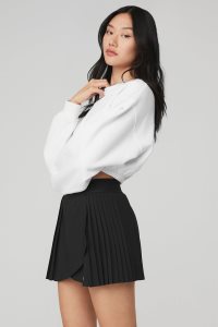 Long Sleeve Alo Yoga Devotion Crew Neck Damskie Białe | 49107-FEBK