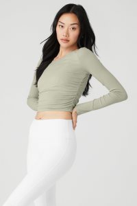 Long Sleeve Alo Yoga Gather Damskie Cytrynowy Zielone | 29805-ITJX