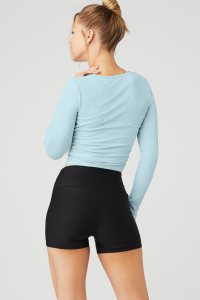 Long Sleeve Alo Yoga Gather Damskie Niebieskie | 41379-JVTD