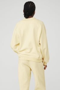 Long Sleeve Alo Yoga Heavy Weight Offline Crew Neck Damskie Głęboka Żółte | 76598-QNZG