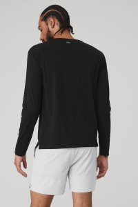 Long Sleeve Alo Yoga Idol Performance Tee Męskie Czarne | 57432-SPVU