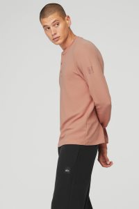 Long Sleeve Alo Yoga Micro Waffle Fast Break Henley Męskie Różowe | 68493-MVAO