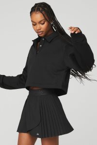 Long Sleeve Alo Yoga Polo Henley Damskie Czarne | 21035-JADG