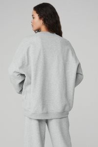 Long Sleeve Alo Yoga Renown Heavy Weight Crew Neck Damskie Szare | 24058-ZSPY