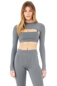 Long Sleeve Alo Yoga Thrill Seeker Shrug Damskie Szare Niebieskie | 24675-LVDU