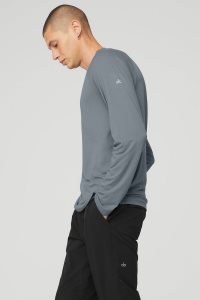 Long Sleeve Alo Yoga Triumph Tee Męskie Szare Niebieskie | 06325-LVJS