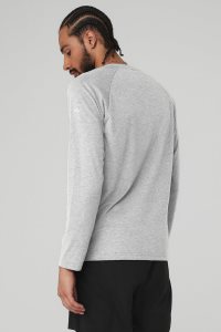 Long Sleeve Alo Yoga Triumph Tee Męskie Szare | 73621-DQRS