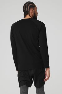 Long Sleeve Alo Yoga Triumph Tee Męskie Czarne | 97328-JREM
