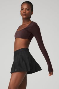Long Sleeve Alo Yoga Żebrowany Defined Damskie Czarne Kawa | 90768-ILEV
