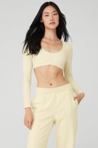 Long Sleeve Alo Yoga Żebrowany Defined Damskie Głęboka Żółte | 96451-WIPU