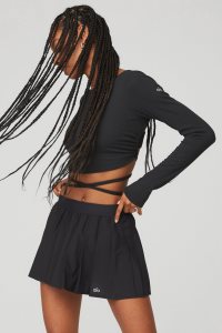 Long Sleeve Alo Yoga Żebrowany Manifest Damskie Czarne | 01643-PYQK