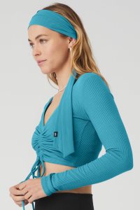 Opaski Alo Yoga Fresh Mesh Tie Damskie Niebieskie | 40537-NPQY