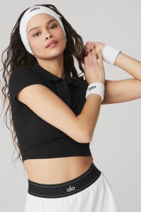 Opaski Alo Yoga Glow Sweatband (2-Pack) Damskie Czarne Białe | 13687-HUQS