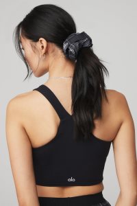 Opaski Alo Yoga Legacy Plaid Oversized Scrunchie Damskie Czarne Białe | 76329-TMBI