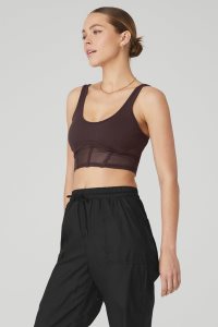 Podkoszulki Alo Yoga Airbrush Mesh Corset Damskie Czarne Kawa | 28964-UQSF