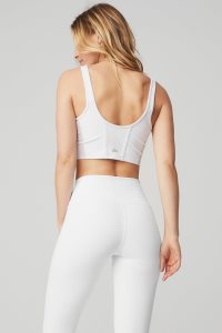 Podkoszulki Alo Yoga Airbrush Mesh Corset Damskie Białe | 47851-DZUE