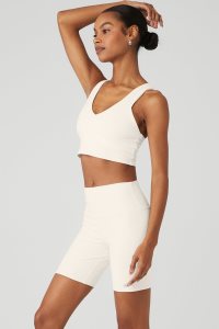 Podkoszulki Alo Yoga Airbrush Real Damskie Białe | 48301-YEWR