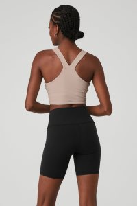 Podkoszulki Alo Yoga Airbrush Real Damskie Szare Brązowe | 70124-KSHQ
