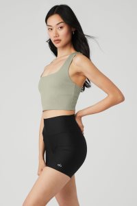 Podkoszulki Alo Yoga Alosoft Żebrowany Chic Damskie Cytrynowy Zielone | 46031-ZKBP