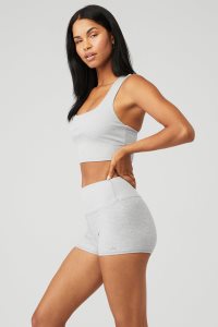 Podkoszulki Alo Yoga Alosoft Żebrowany Chic Damskie Szare | 83410-NBKL