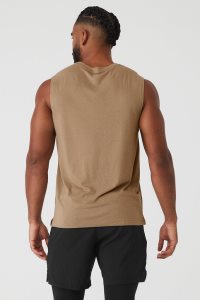 Podkoszulki Alo Yoga The Triumph Muscle Męskie Khaki | 27109-OVNK