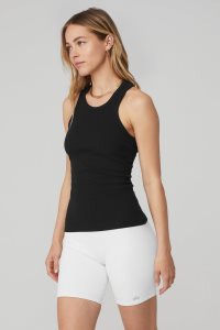 Podkoszulki Alo Yoga Żebrowany Aspire Full Length Damskie Czarne | 39167-CQNG