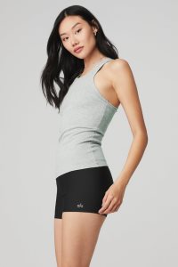 Podkoszulki Alo Yoga Żebrowany Aspire Full Length Damskie Szare | 76938-ZUHT