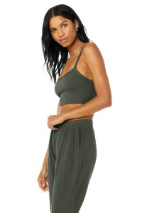 Podkoszulki Alo Yoga Żebrowany Crop Whisper Damskie Ciemny Zielone | 76315-ZJUB