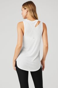 Podkoszulki Alo Yoga Żebrowany Peak Damskie Białe | 64351-RTWM