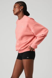 Pulowery Alo Yoga Accolade Crew Neck Damskie Różowe | 91328-LNUY