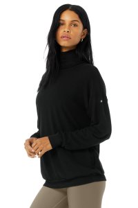 Pulowery Alo Yoga Alolux Soho Mock Neck Damskie Czarne | 38421-XKWR