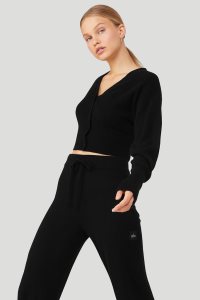 Pulowery Alo Yoga Cashmere Jet Set Damskie Czarne | 28796-EXLN