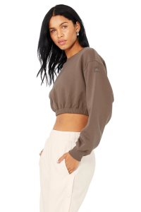Pulowery Alo Yoga Devotion Crew Neck Damskie Kawa | 92456-OFTB