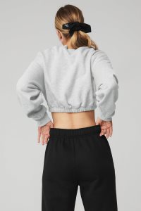 Pulowery Alo Yoga Devotion Crew Neck Damskie Szare | 98231-MUID